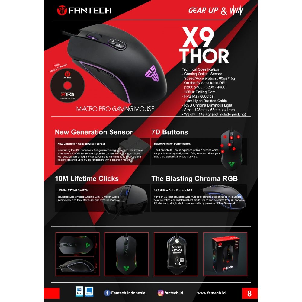 Купить USB МЫШЬ ИГРОВАЯ FANTECH X9 THOR_6