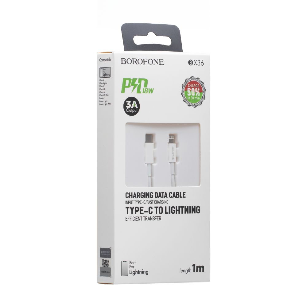 Купить USB BOROFONE BX36 PD 20W TYRE-C TO LIGHTNING