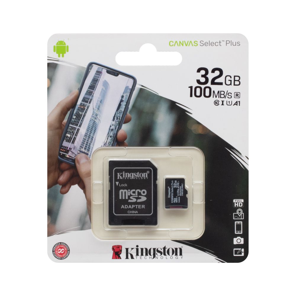Купить КАРТА ПАМЯТИ KINGSTON CANVAS SELECT PLUS MICROSDHC (UHS-1) 32GB 10 CLASS & ADAPTER