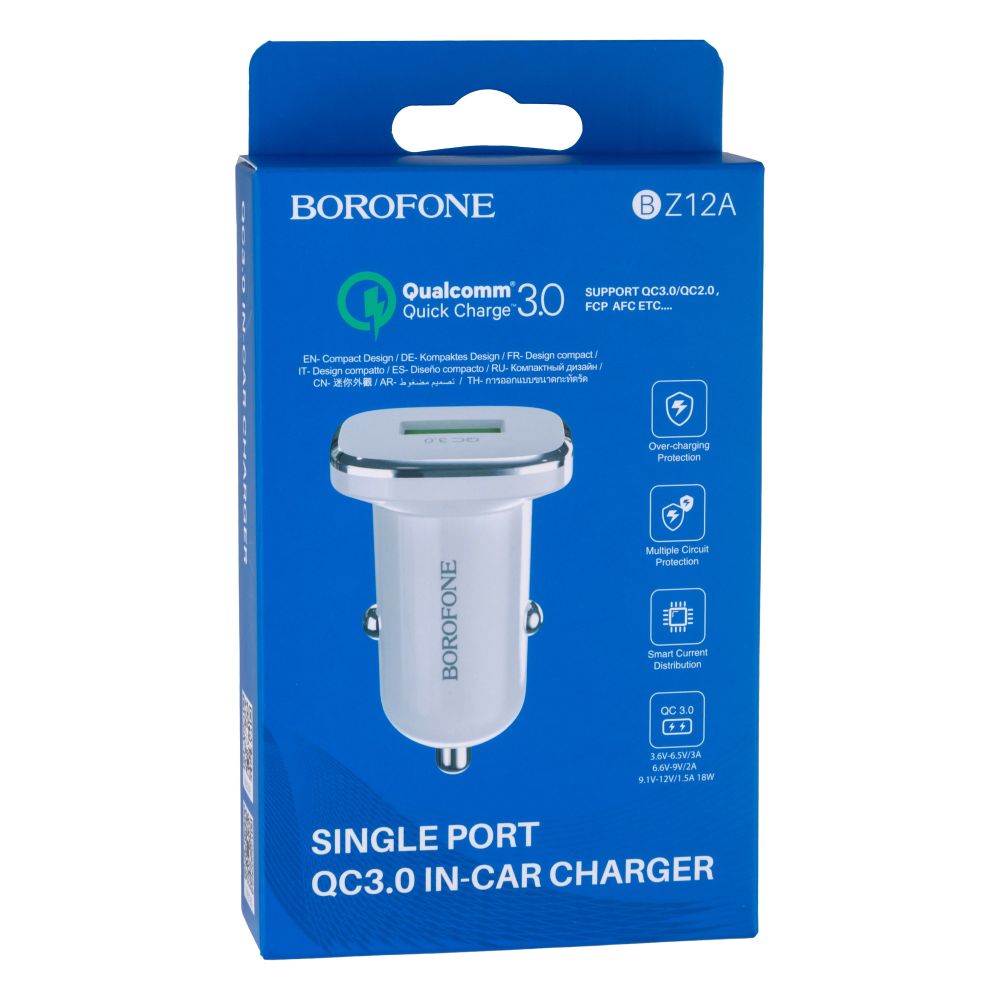 Купить АВТО ЗАРЯДНОЕ УСТРОЙСТВО BOROFONE BZ12A QC 3.0