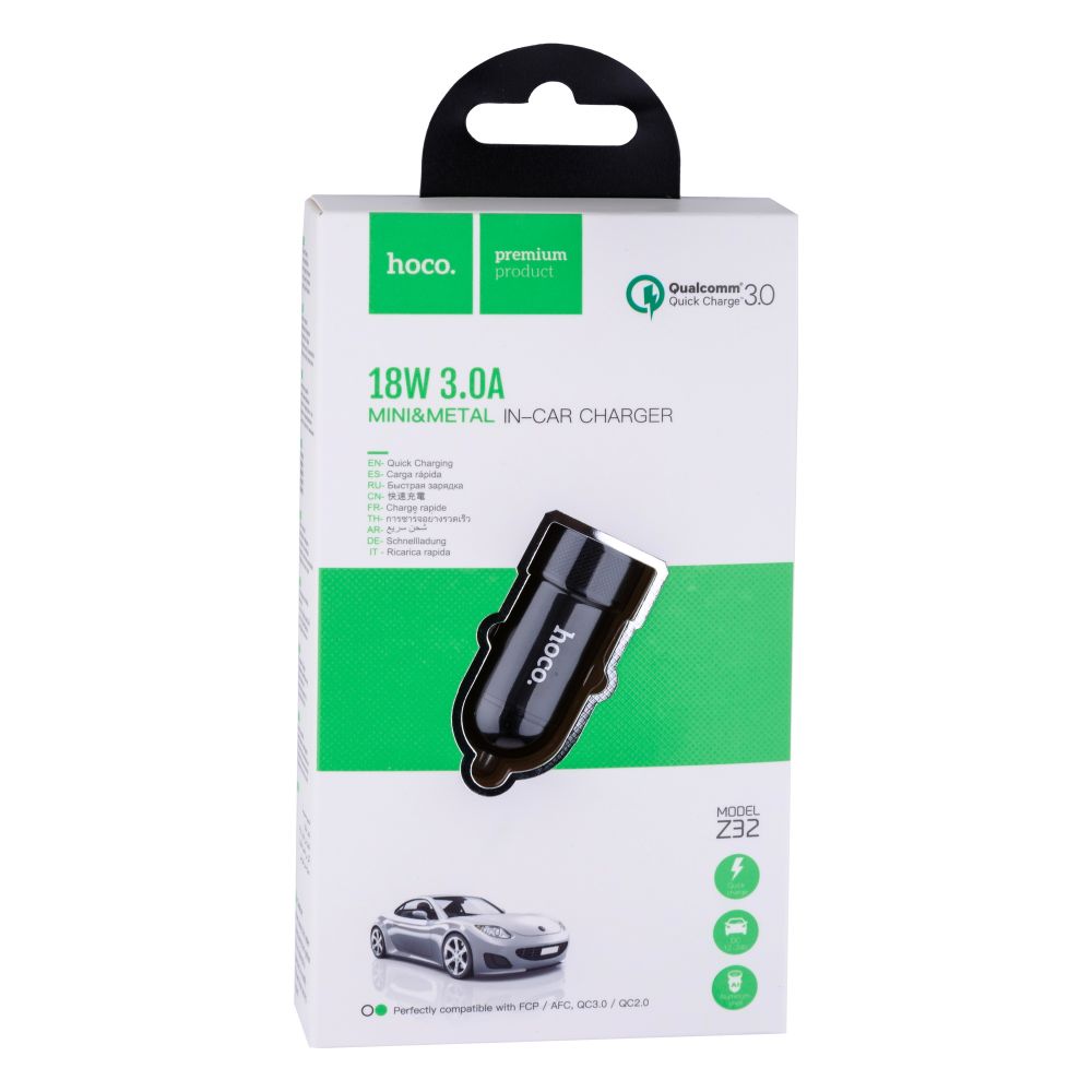Купить АВТО ЗАРЯДНОЕ УСТРОЙСТВО HOCO Z32 SPEED UP QC3.0 18W 3A
