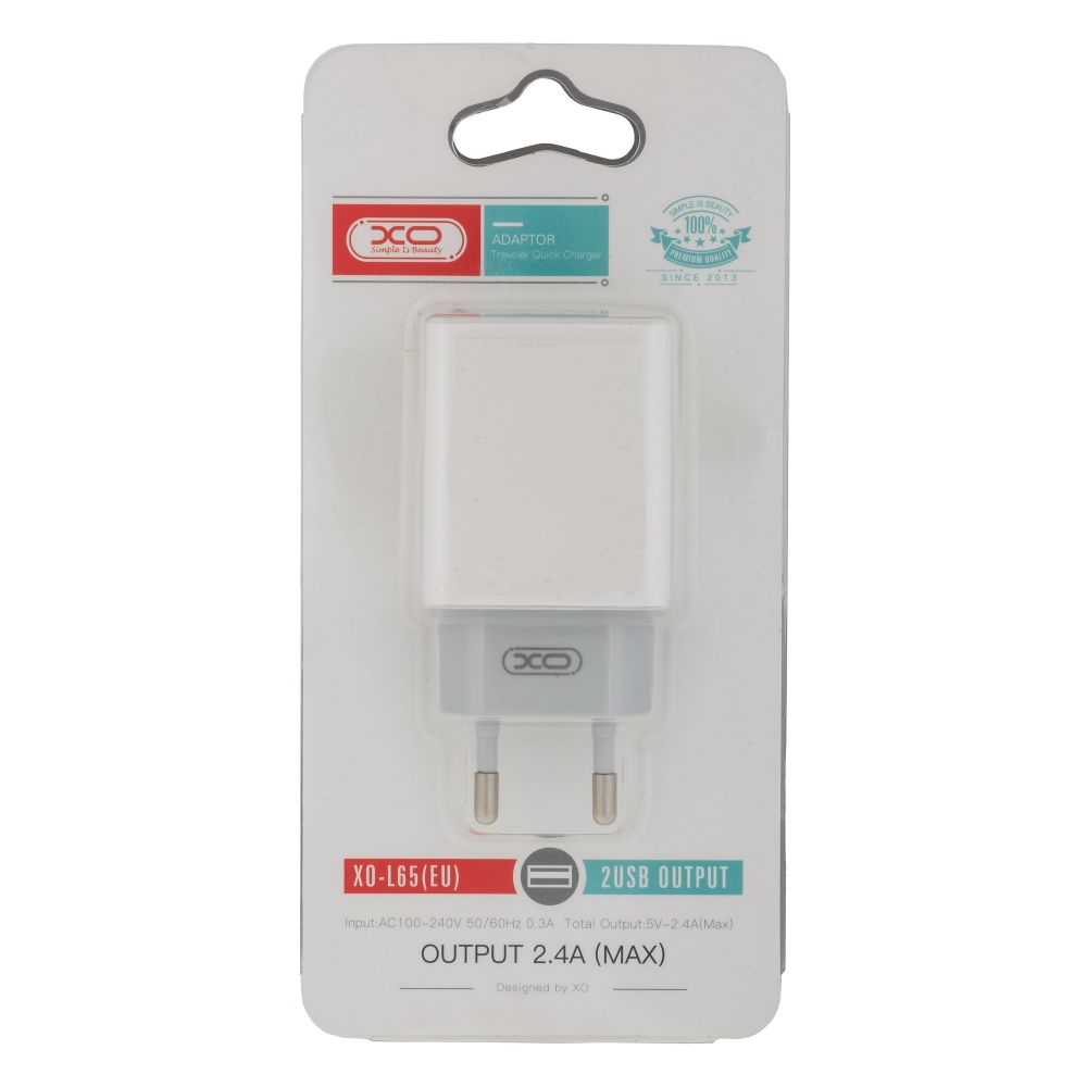 Купить СЕТЕВОЕ ЗАРЯДНОЕ УСТРОЙСТВО XO L65 EU 2USB 2.4A
