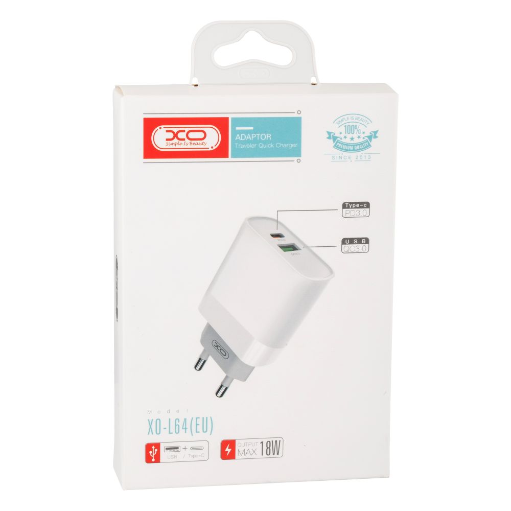 Купить СЕТЕВОЕ ЗАРЯДНОЕ УСТРОЙСТВО XO L64 PD 18W+QC3.0