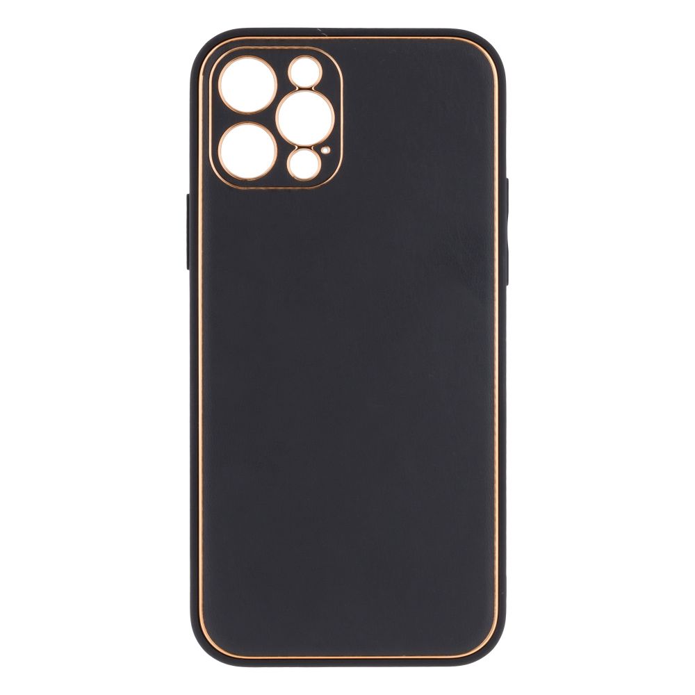 Купить ЧЕХОЛ LEATHER GOLD WITH FRAME WITHOUT LOGO ДЛЯ IPHONE 12 PRO_1