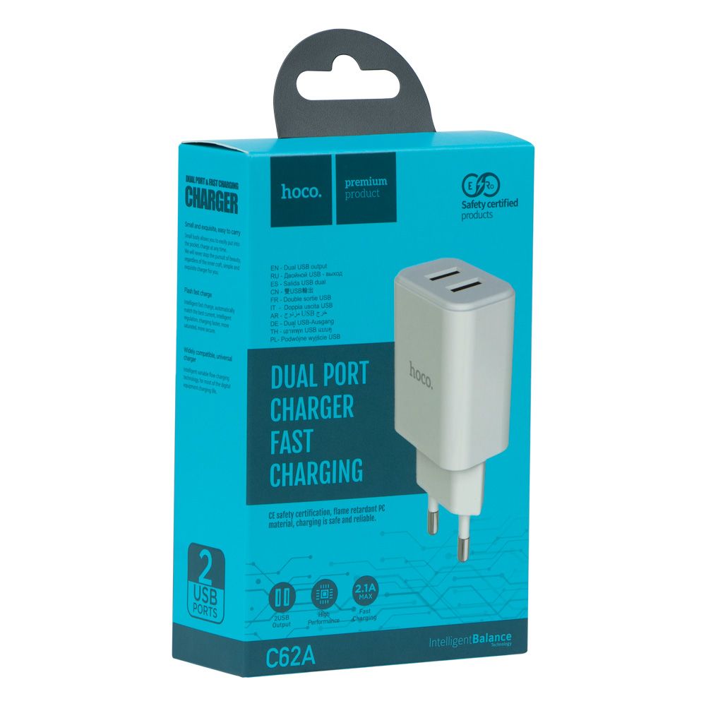 Купить СЕТЕВОЕ ЗАРЯДНОЕ УСТРОЙСТВО HOCO C62A VICTORIA  2USB 2.1A