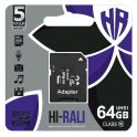 Купить КАРТА ПАМЯТИ HI-RALI MICROSDXC 64GB UHS-1 10 CLASS & ADAPTER
