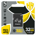 Купить КАРТА ПАМЯТИ HI-RALI MICROSDHC 32GB UHS-3 10 CLASS & ADAPTER