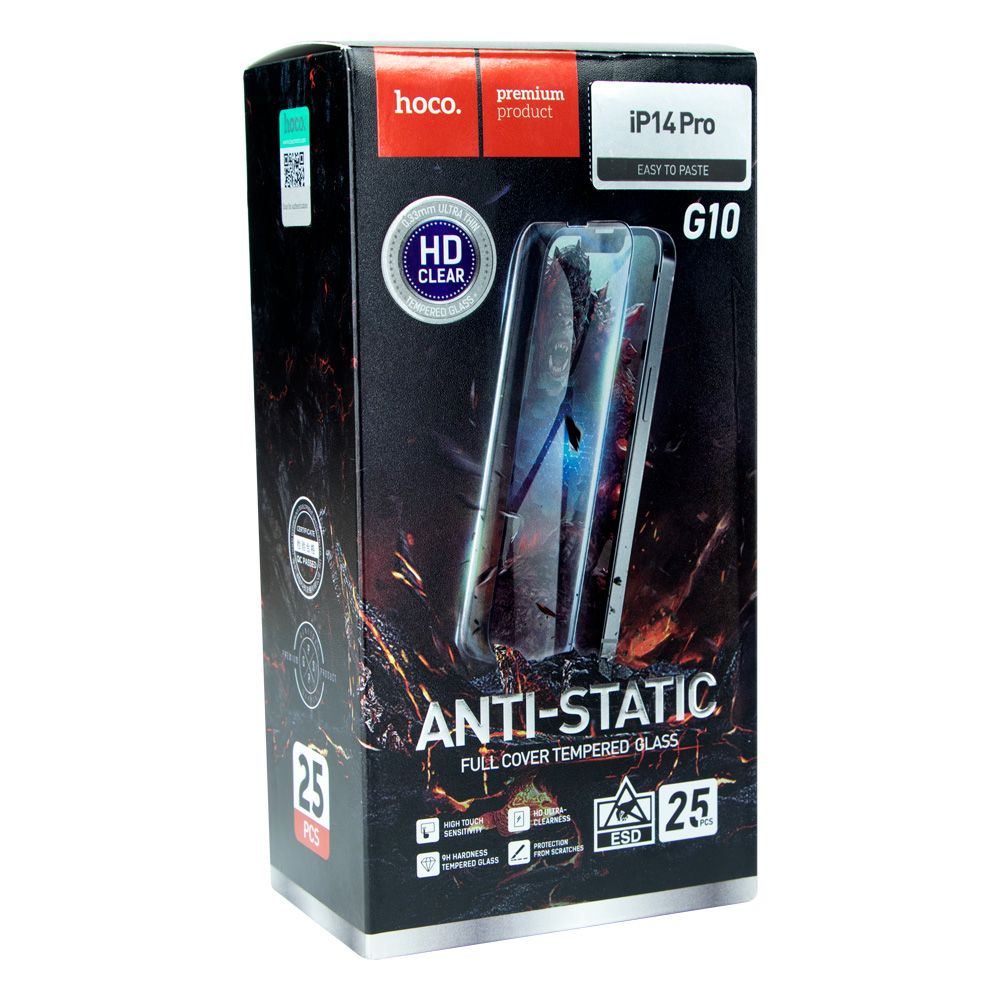 Купить ЗАЩИТНОЕ СТЕКЛО HOCO G10 HD ANTI-STATIC FOR APPLE IPHONE 14 PRO 25 ШТ