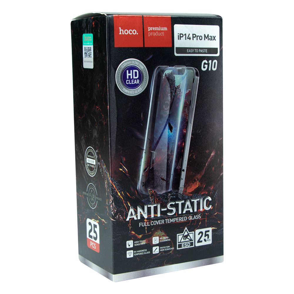 Купить ЗАЩИТНОЕ СТЕКЛО HOCO G10 HD ANTI-STATIC FOR APPLE IPHONE 14 PRO MAX 25 ШТ