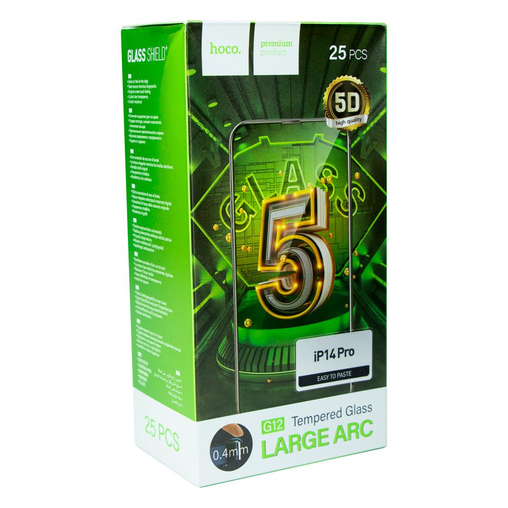 Купить ЗАЩИТНОЕ СТЕКЛО HOCO G12 5D FOR APPLE IPHONE 14 PRO 25 ШТ