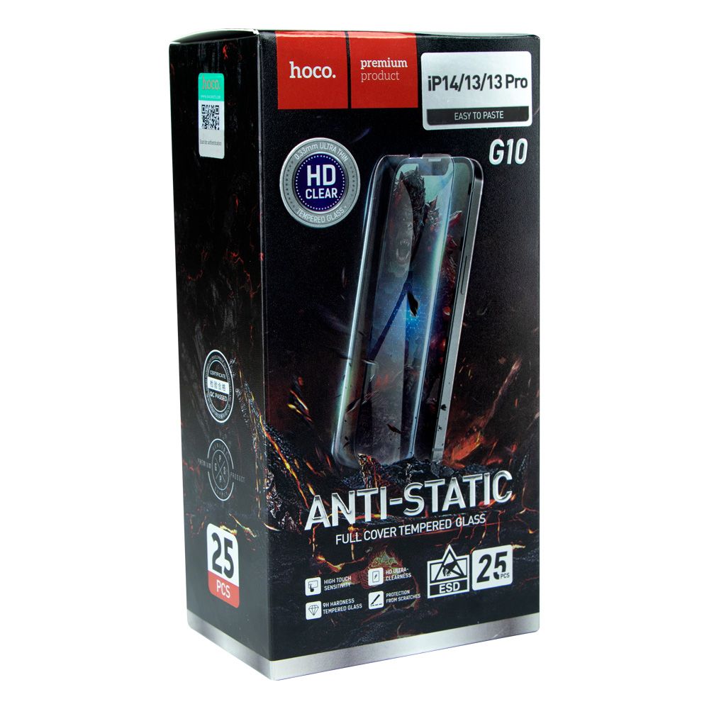 Купить ЗАЩИТНОЕ СТЕКЛО HOCO G10 HD ANTI-STATIC FOR APPLE IPHONE 13/13 PRO/14 25 ШТ