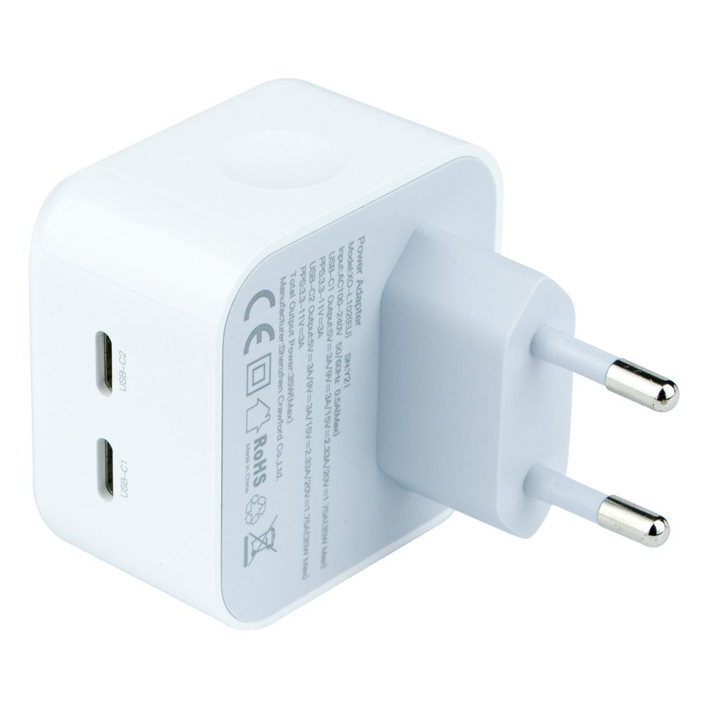 Купить СЕТЕВОЕ ЗАРЯДНОЕ УСТРОЙСТВО XO L102 EU DUAL TYPE-C PORT 35W_2