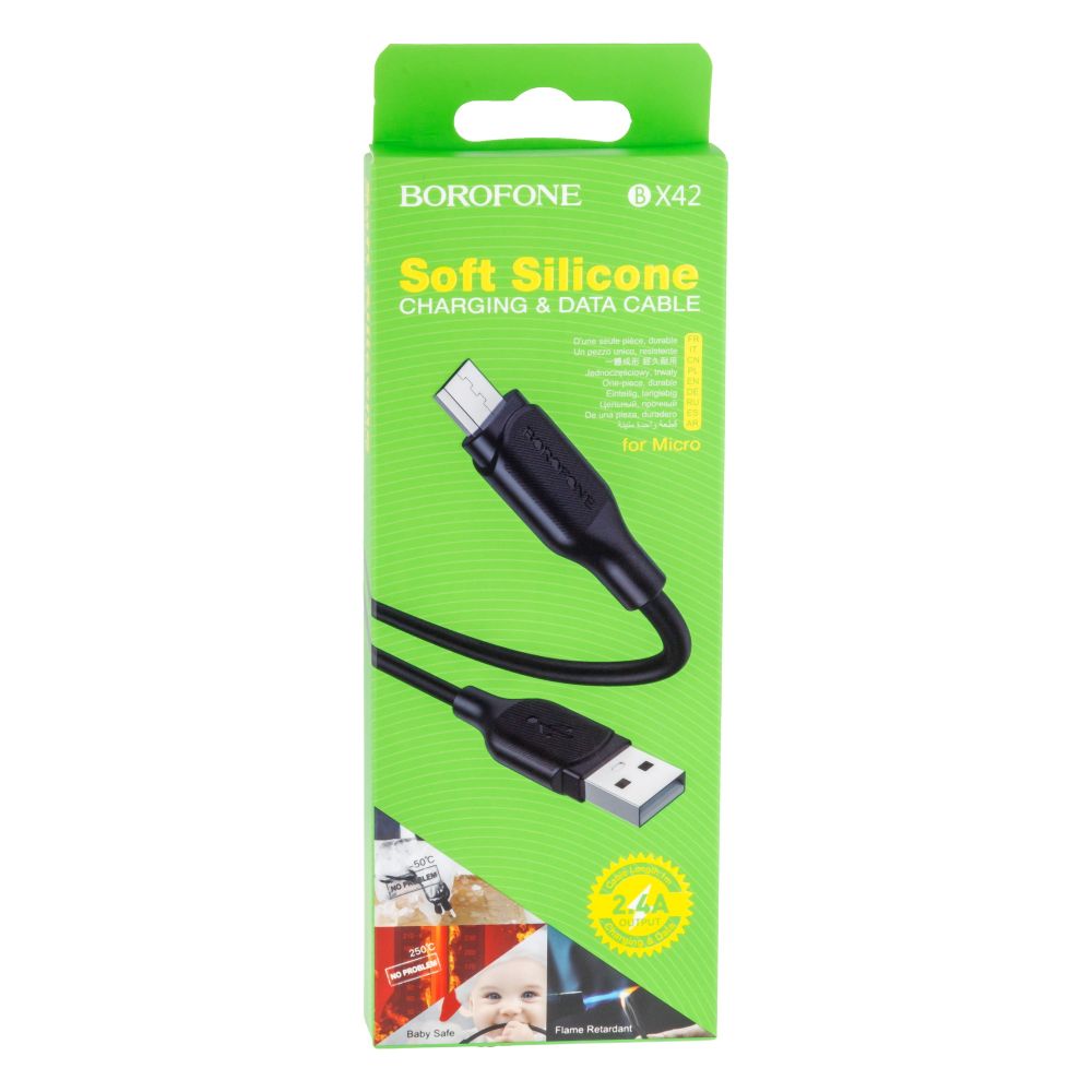 Купить USB BOROFONE BX42 SILICONE MICRO МЯТАЯ УПАКОВКА