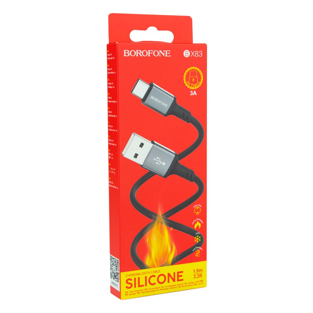 Купить USB BOROFONE BX83 SILICONE TYPE-C 3A