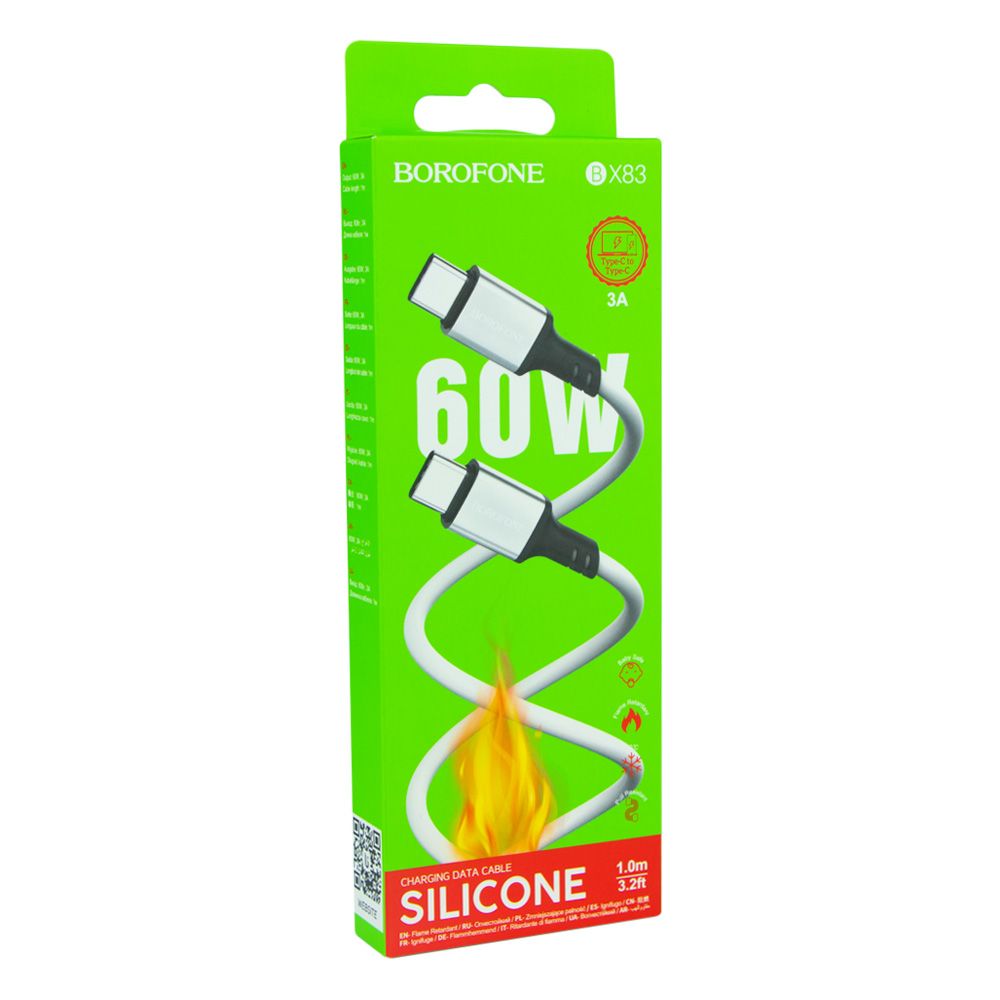 Купить USB BOROFONE BX83 60W (20V/3A) SILICONE TYPE-C TO TYPE-C