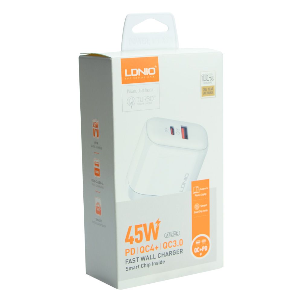 Купить СЕТЕВОЕ ЗАРЯДНОЕ УСТРОЙСТВО LDNIO A2526C PD/QC 45W
