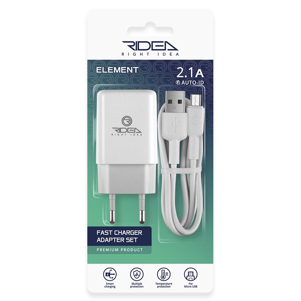 Купить СЕТЕВОЕ ЗАРЯДНОЕ УСТРОЙСТВО RIDEA RW-11111 ELEMENT MICRO 2.1 A
