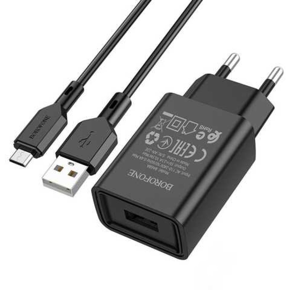 Купить СЕТЕВОЕ ЗАРЯДНОЕ УСТРОЙСТВО BOROFONE BA68A MICRO 1USB 2.1A_1