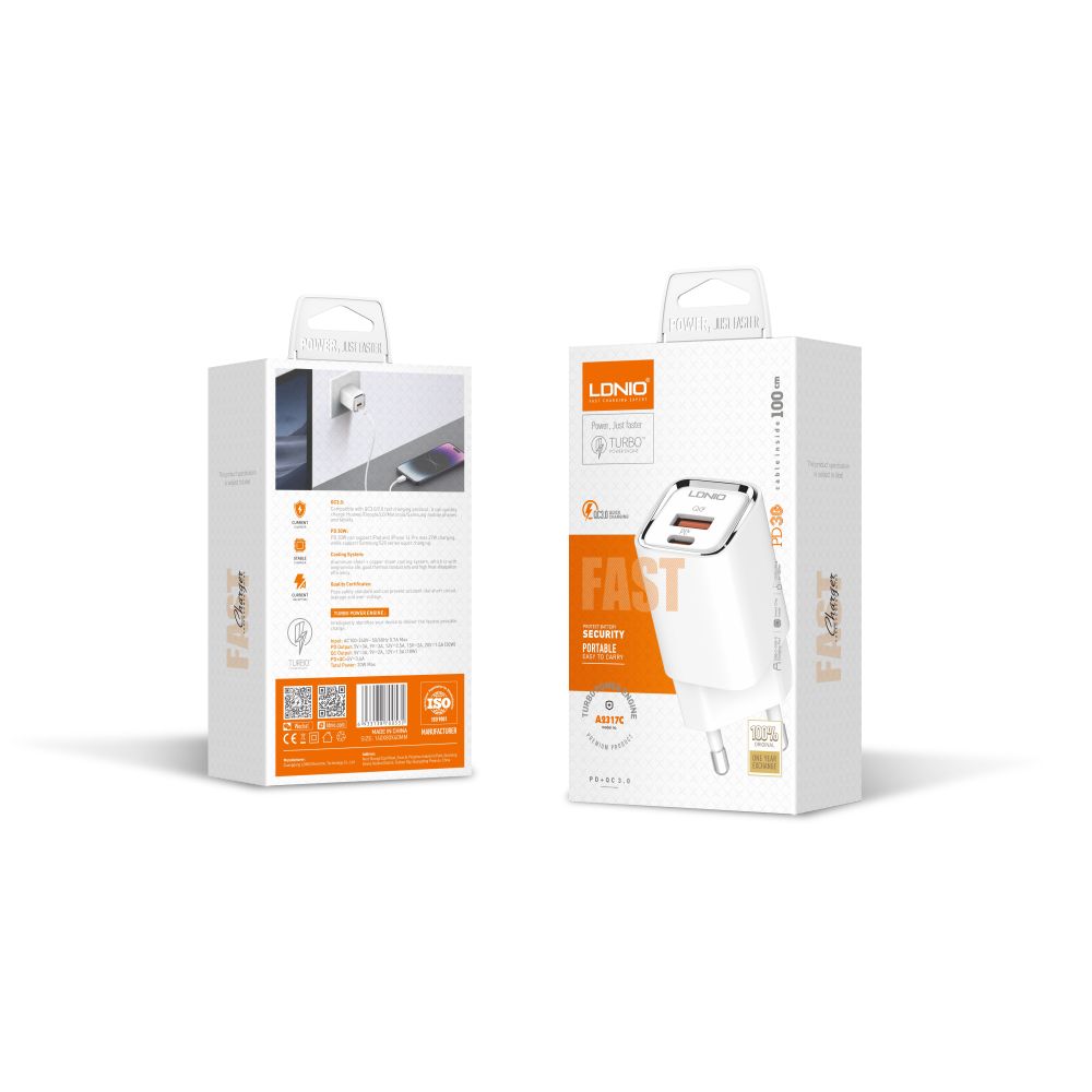 Купить СЕТЕВОЕ ЗАРЯДНОЕ УСТРОЙСТВО LDNIO A2317C PD/QC 30W
