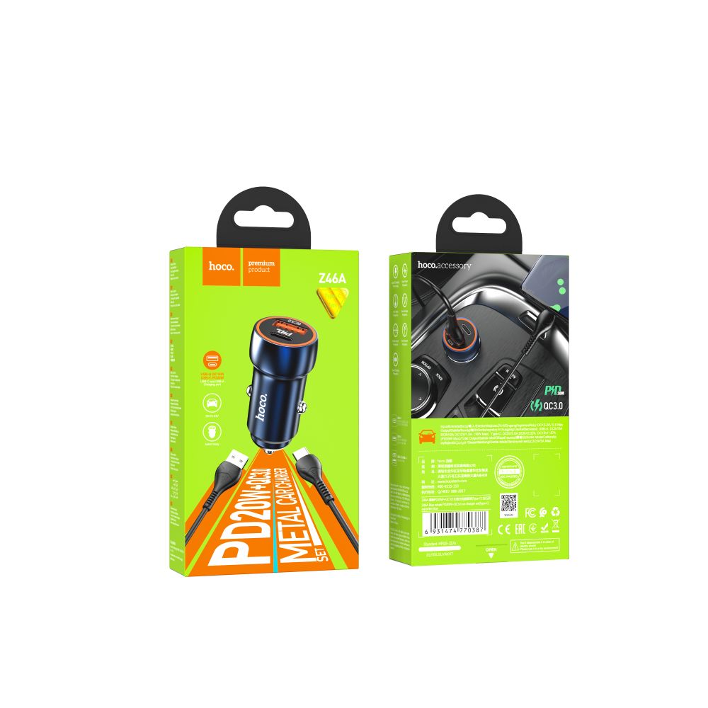 Купить АВТО ЗАРЯДНОЕ УСТРОЙСТВО HOCO Z46A PD20W+QC3.0 TYPE C