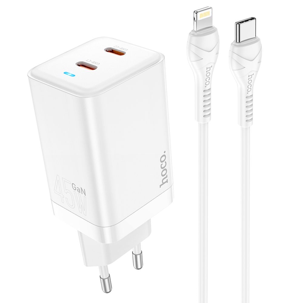 Купить СЕТЕВОЕ ЗАРЯДНОЕ УСТРОЙСТВО HOCO N23 GAN STARLIGHT PD45W TYPE-C TO LIGHTNING_1
