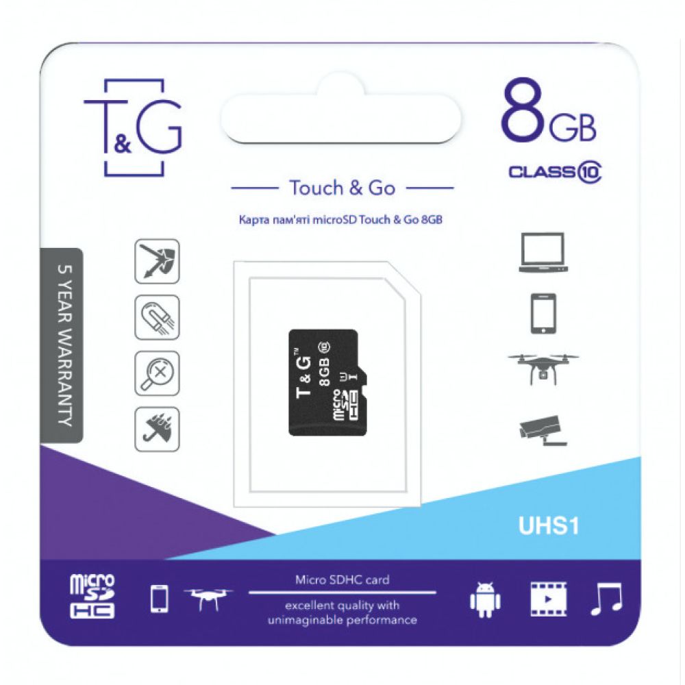 Купить КАРТА ПАМЯТИ T&G MICROSDHC 8GB UHS-1 10 CLASS