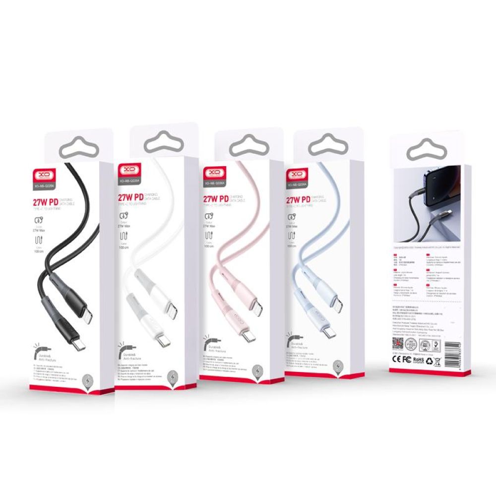 Купить USB XO NB-Q226A 27W SILICONE TWO-COLOR TYPE-C TO LIGHTNING
