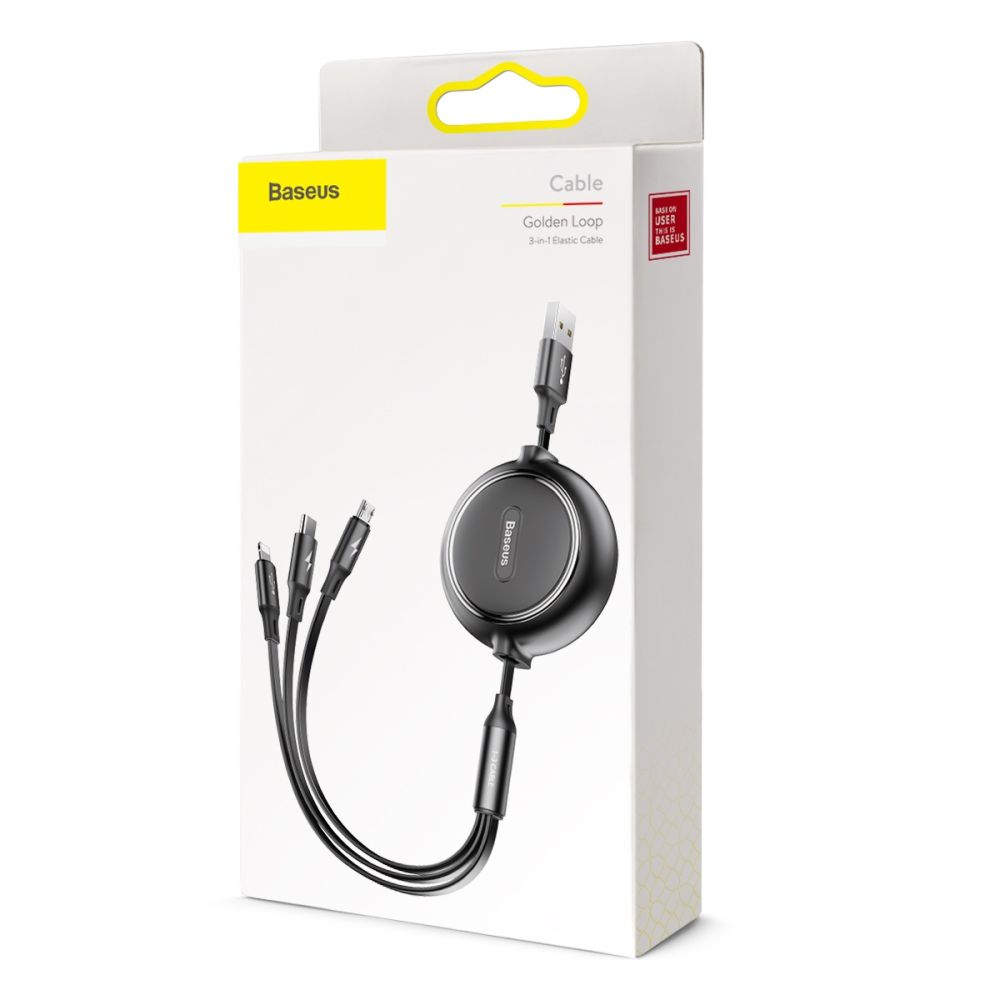Купить USB BASEUS GOLDEN LOOP 3-IN-1 USB TO MICRO / LIGHTNING / TYPE-C 3.5A 1.2M CAMLT-JH_1