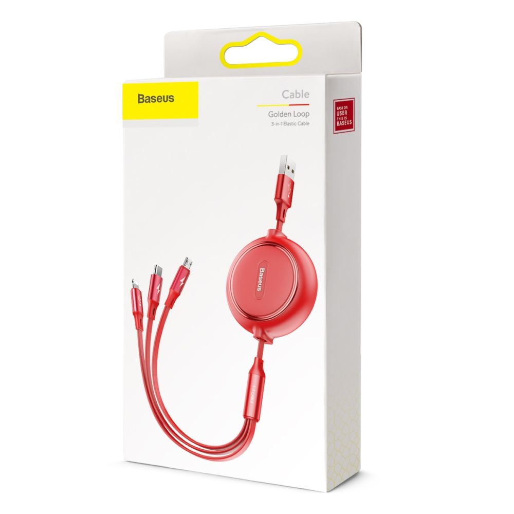 Купить USB BASEUS GOLDEN LOOP 3-IN-1 USB TO MICRO / LIGHTNING / TYPE-C 3.5A 1.2M CAMLT-JH