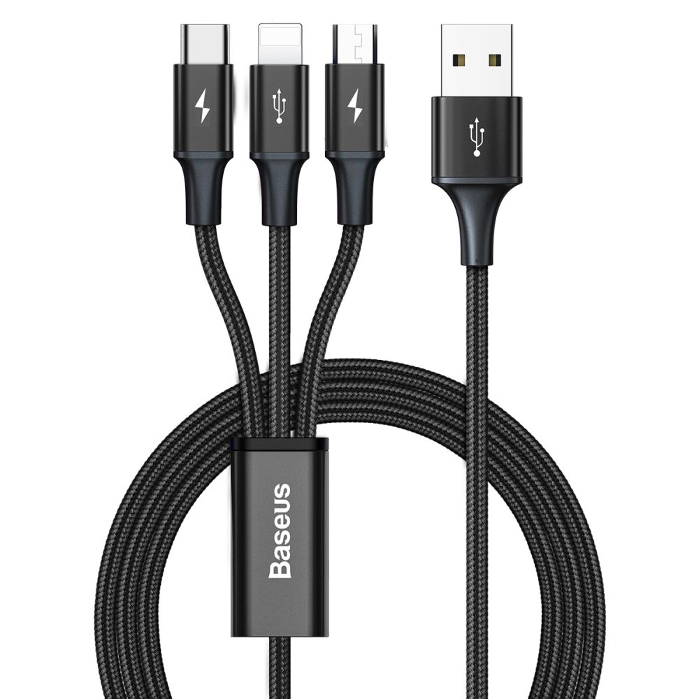 Купить USB BASEUS RAPID 3-IN-1 USB TO MICRO / LIGHTNING / TYPE-C 3.5A 1.2M CAJS0000_2