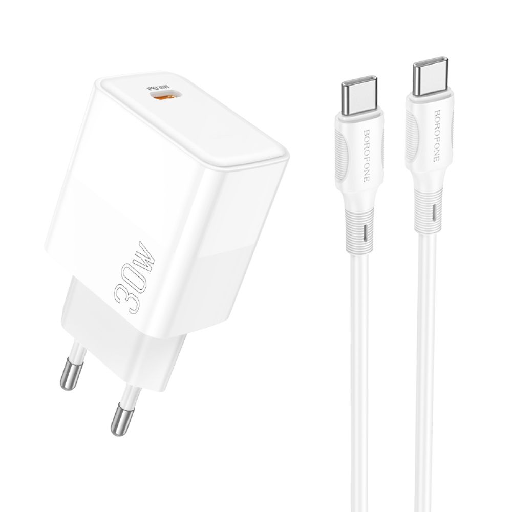 Купить СЕТЕВОЕ ЗАРЯДНОЕ УСТРОЙСТВО BOROFONE BA77A INSIGHTFUL PD/QC 30W TYPE-C TO TYPE-C_1
