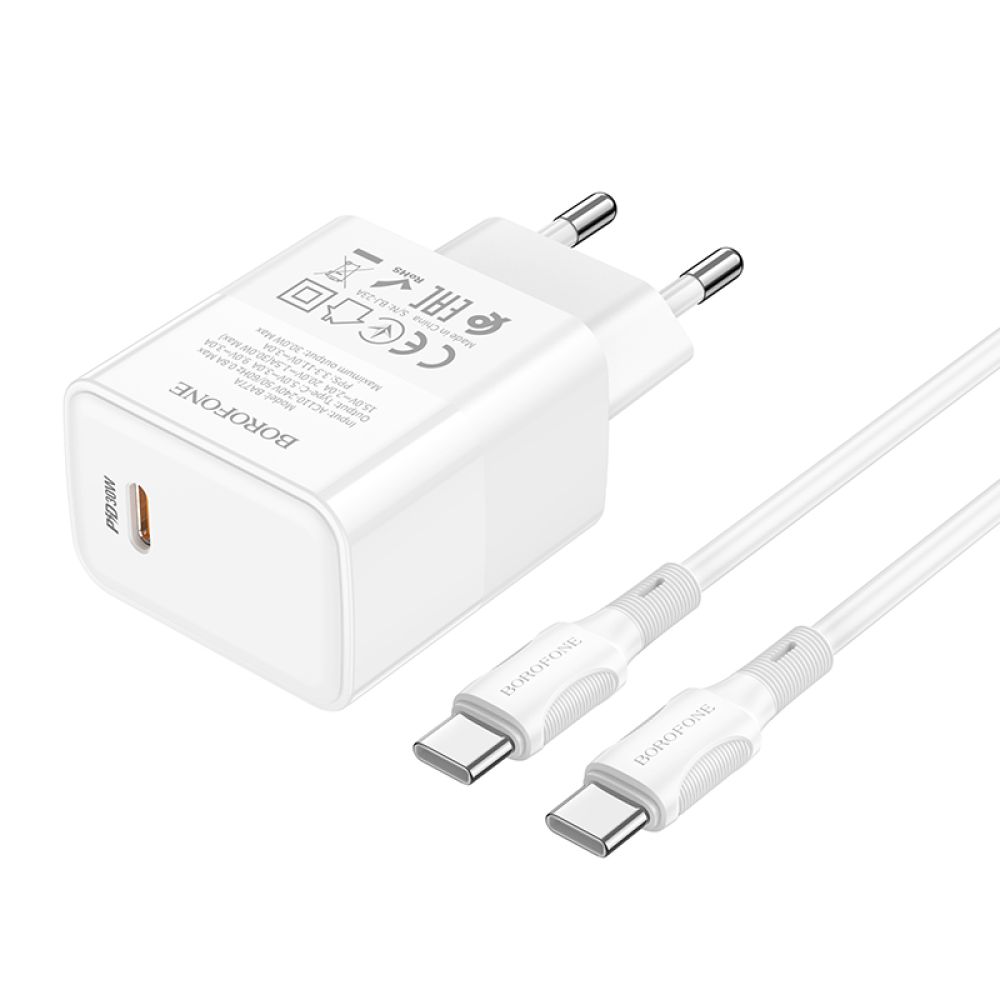 Купить СЕТЕВОЕ ЗАРЯДНОЕ УСТРОЙСТВО BOROFONE BA77A INSIGHTFUL PD/QC 30W TYPE-C TO TYPE-C_3