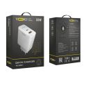 Купить СЕТЕВОЕ ЗАРЯДНОЕ УСТРОЙСТВО YOKI LED SERIES YK-33PD+QC 33W