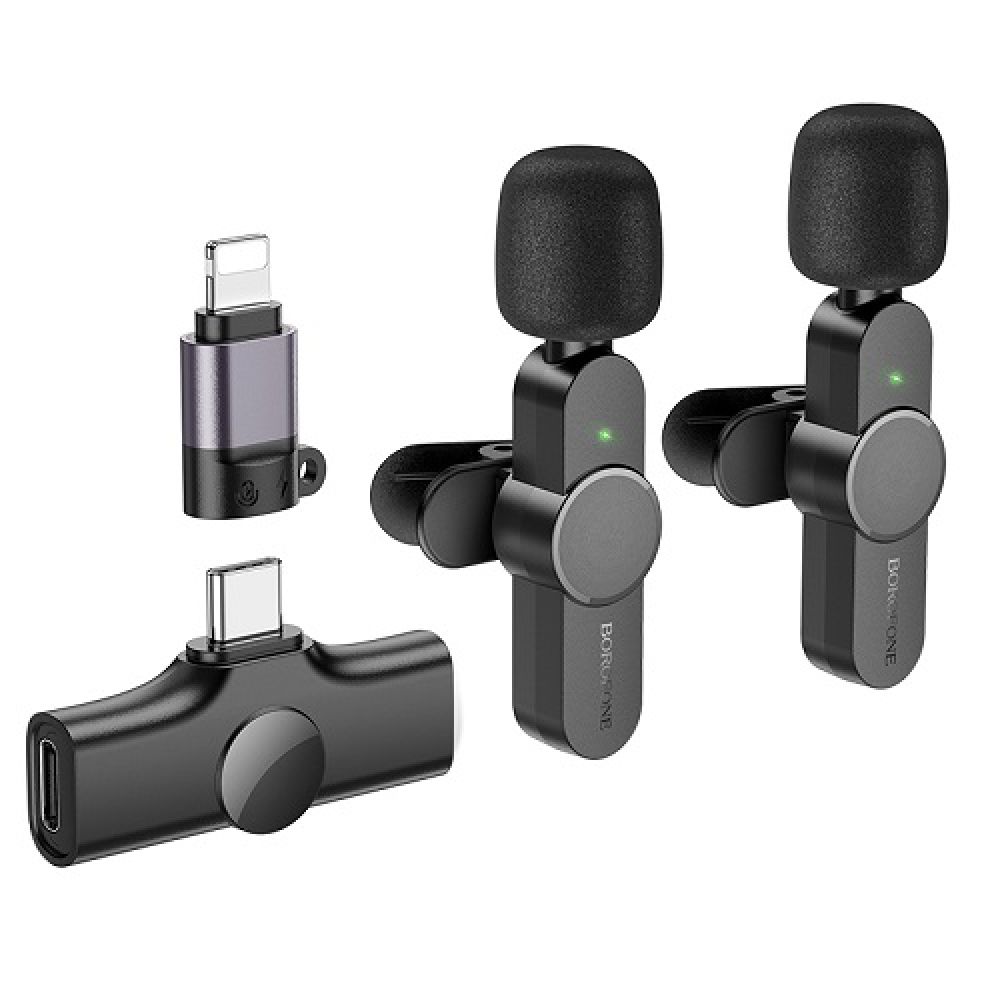 Купить МИКРОФОН ПЕТЛИЧНЫЙ БЕСПРОВОДНОЙ BOROFONE BFK12 TWIN TYPE-C/LIGHTNING_1