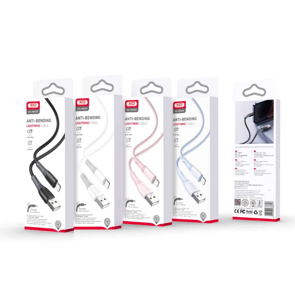 Купить USB XO NB225 SILICONE TWO-COLOR LIGHTNING
