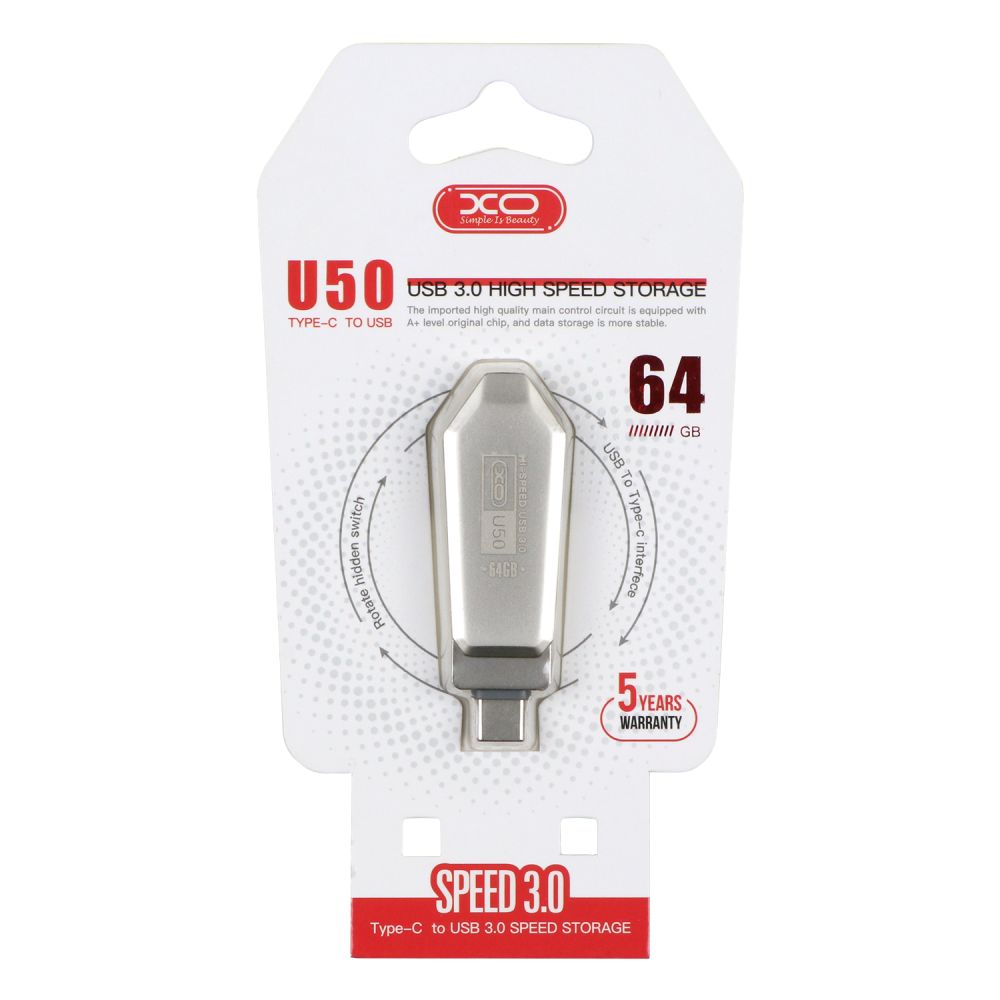 Купить USB FLASH DRIVE XO U50 USB3.0+TYPE C 64GB