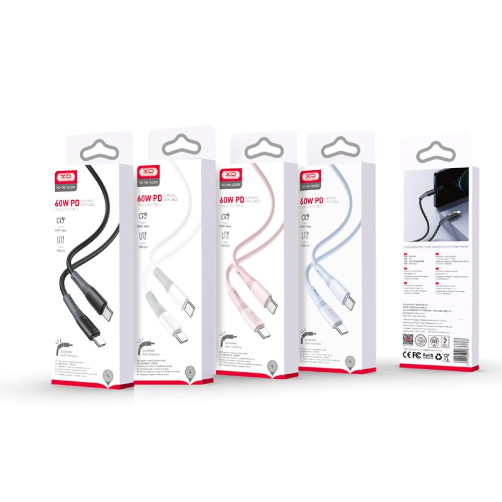 Купить USB XO NB-Q226B 60W SILICONE TWO-COLOR TYPE-C TO TYPE-C
