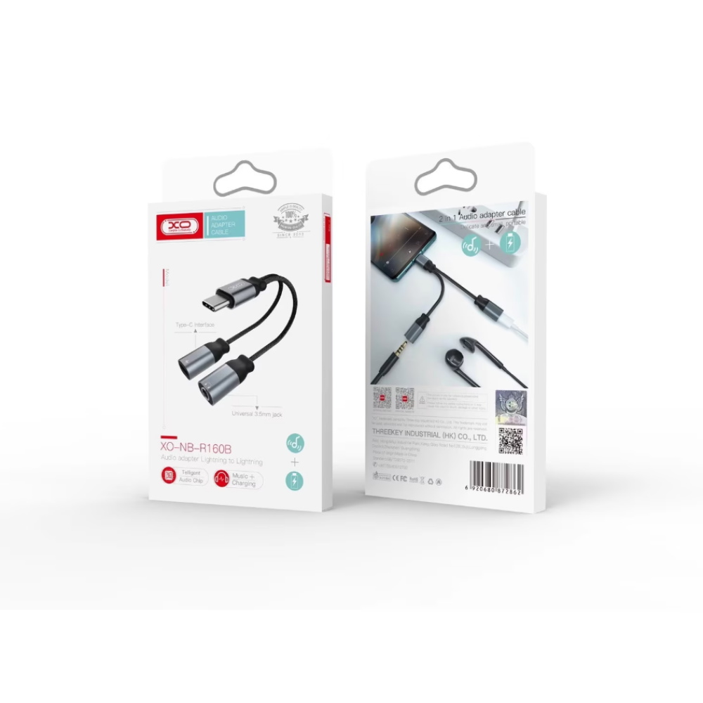 Купить ПЕРЕХОДНИК XO NBR160B  AUDIO ADAPT TYPE-C TO TYPE-C +3.5MM CONNECTOR