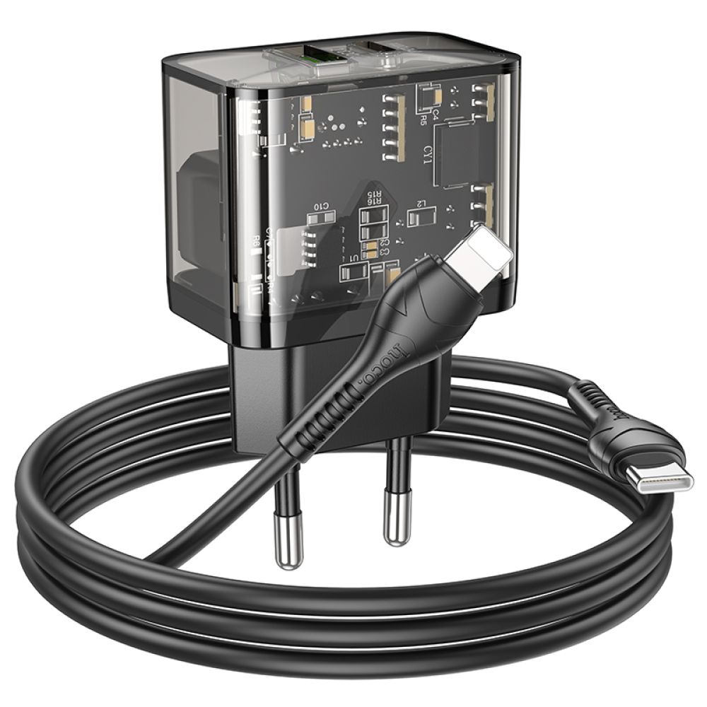 Купить СЕТЕВОЕ ЗАРЯДНОЕ УСТРОЙСТВО HOCO N34 DAZZLING PD20W+QC3.0 TYPE-C TO LIGHTNING_6