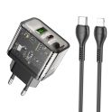 Купить СЕТЕВОЕ ЗАРЯДНОЕ УСТРОЙСТВО HOCO N34 DAZZLING PD20W+QC3.0 TYPE-C TO LIGHTNING_1