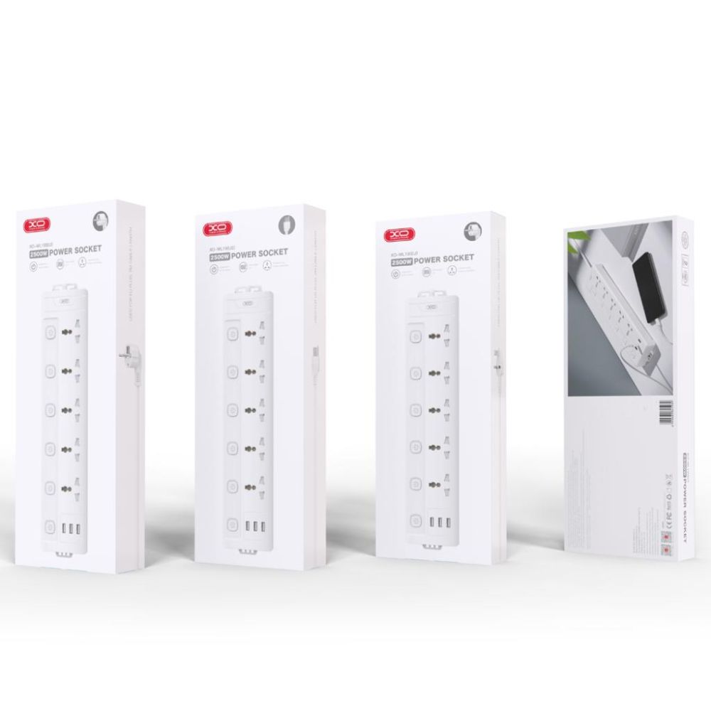 Купить СЕТЕВОЙ УДЛИНИТЕЛЬ XO WL19 5AC+USB-A+1USB-C 2M