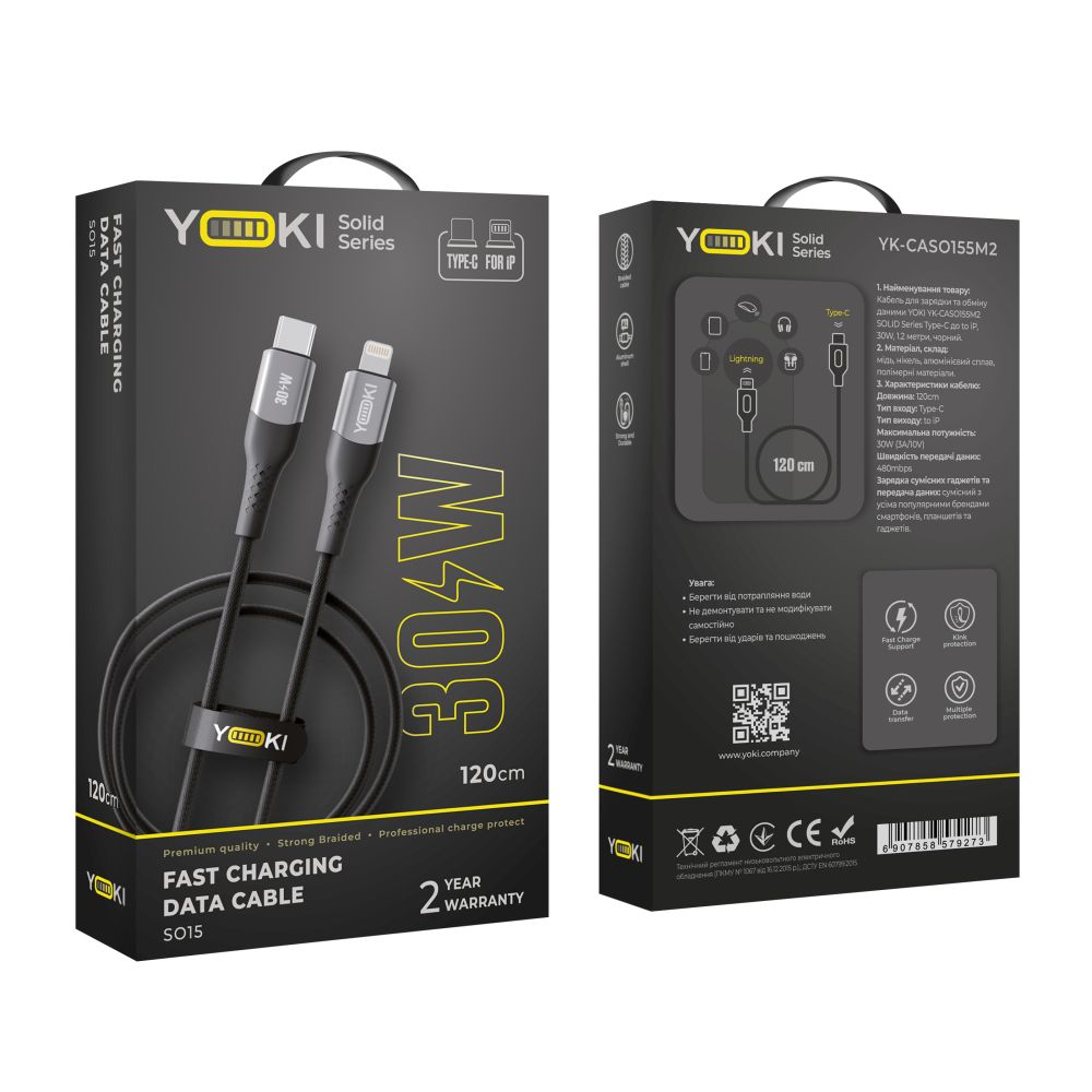 Купить USB YOKI SOLID YK-SO15 TYPE-C TO LIGHTNING 30W 1.2M_1