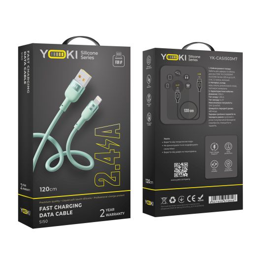 Купить USB YOKI SILICONE YK-SI50 LIGHTNING 2.4A 1.2M
