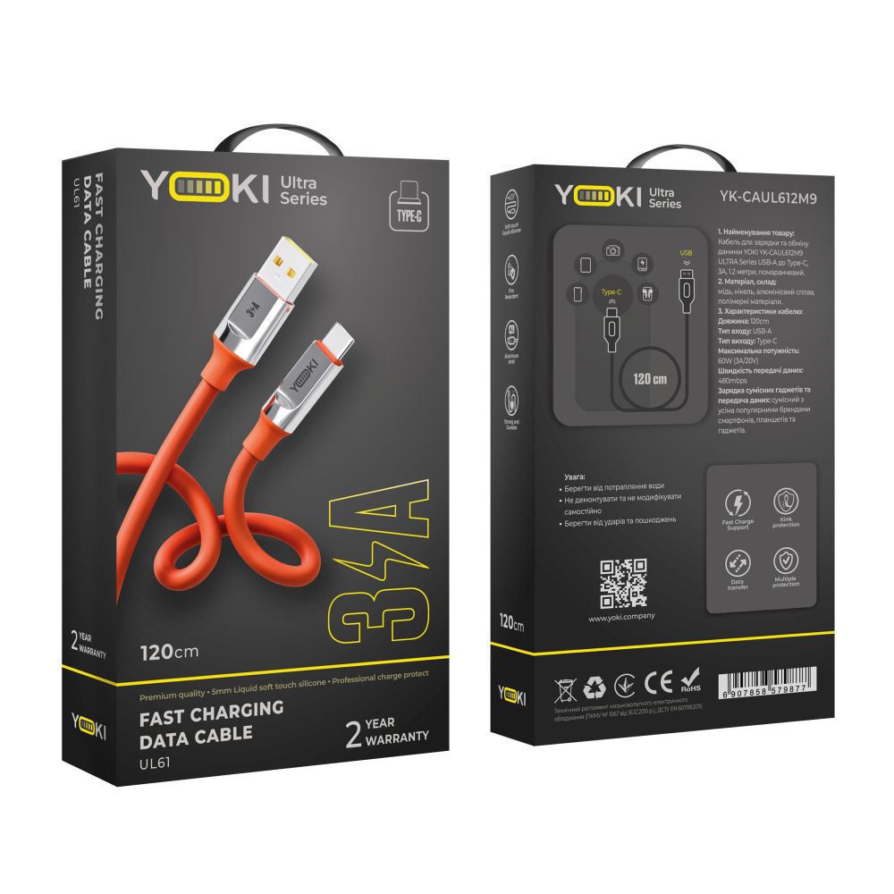 Купить USB YOKI ULTRA YK-UL61 TYPE-C 3A 1.2M