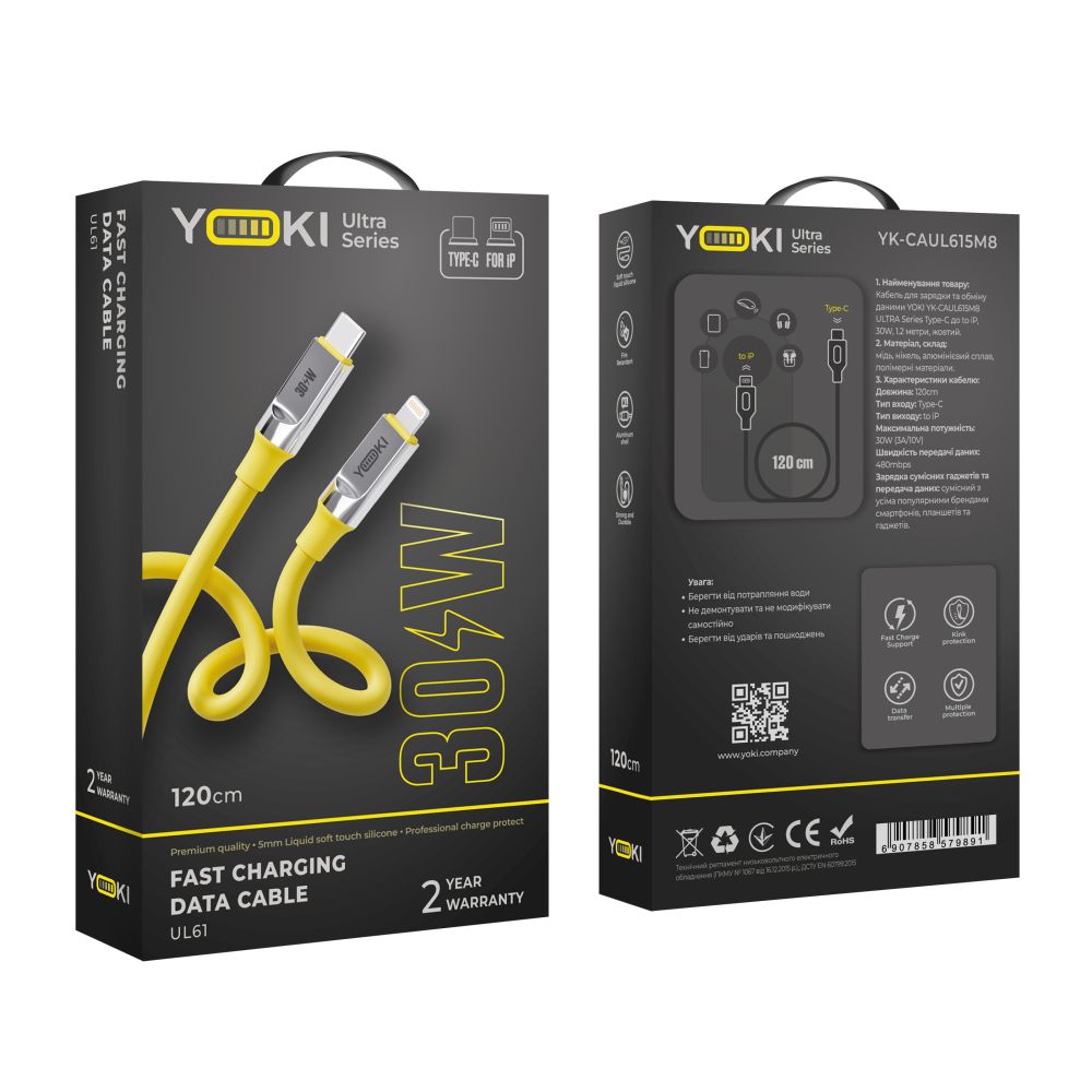 Купить USB YOKI ULTRA YK-UL61 TYPE-C TO LIGHTNING 30W 1.2M