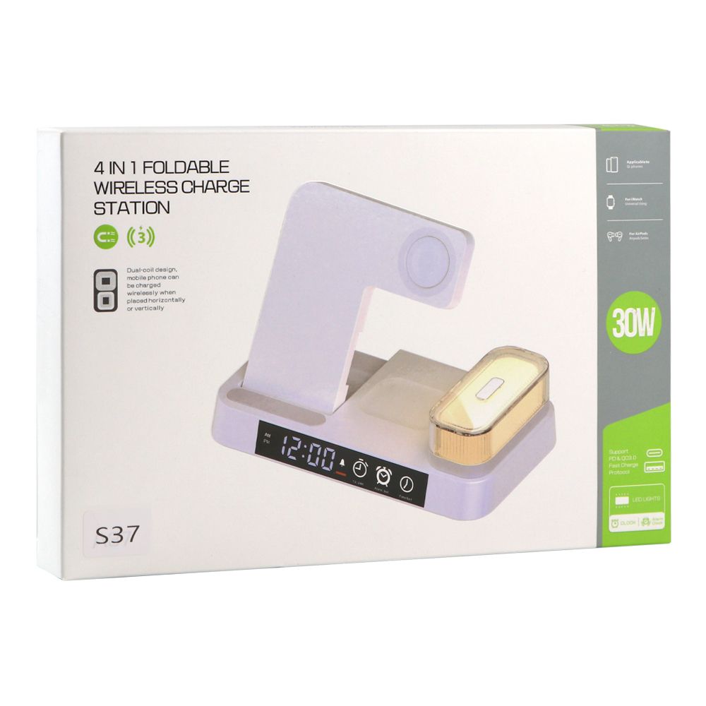 Купить БЕСПРОВОДНОЕ ЗАРЯДНОЕ УСТРОЙСТВО JJT-S37 5IN1+LAMP/ALARM CLOCK 30W S VERSION