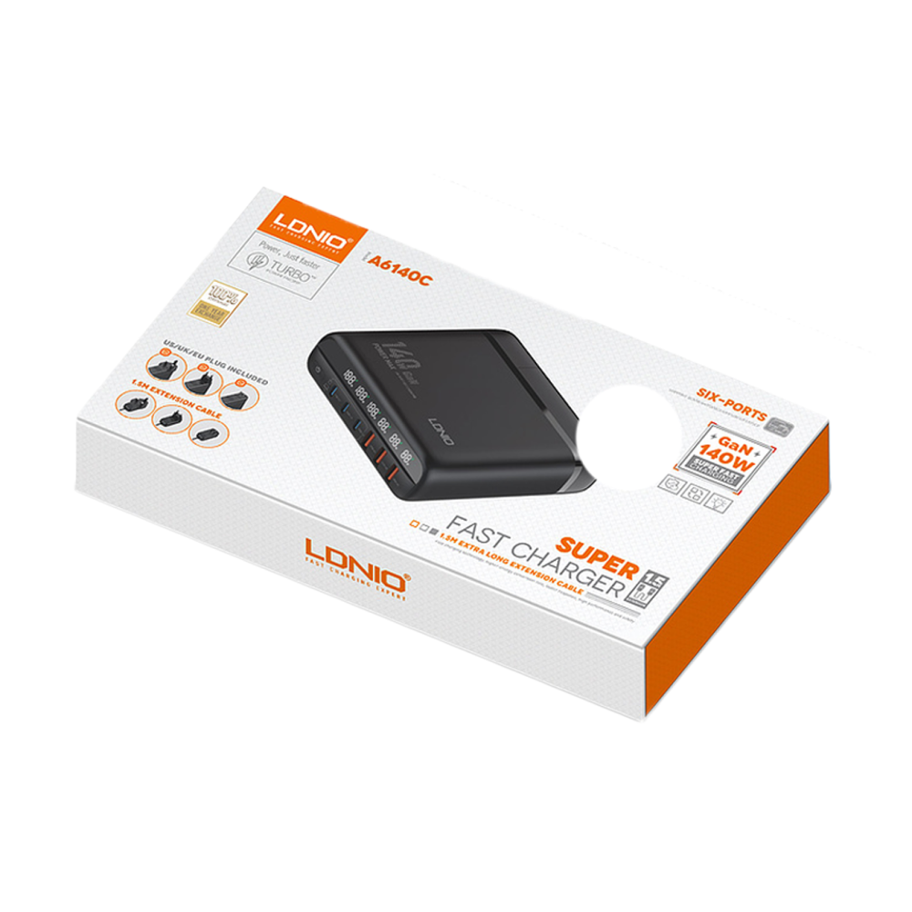 Купить СЕТЕВОЕ ЗАРЯДНОЕ УСТРОЙСТВО LDNIO A6140C 140W LED DISPLAY GAN