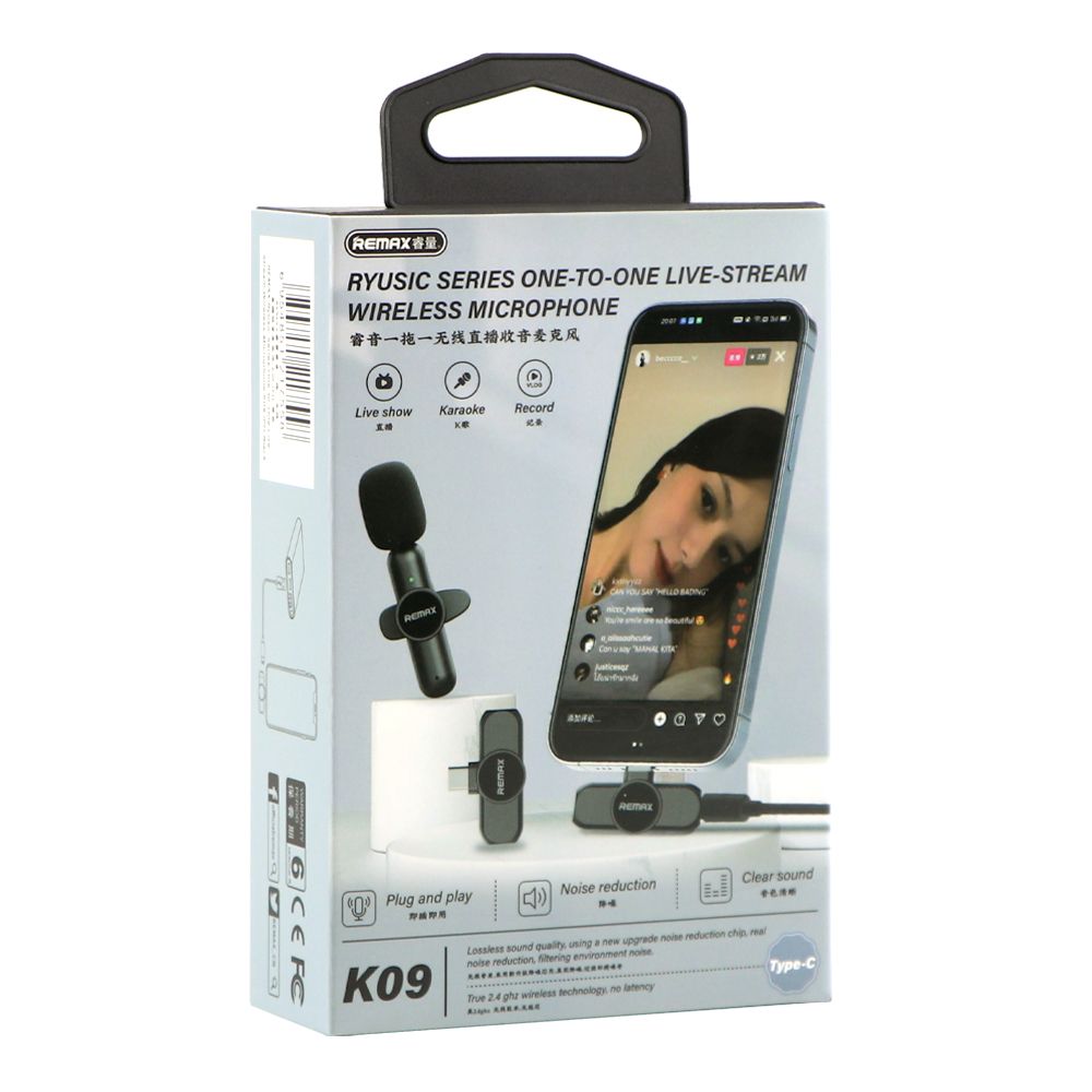 Купить МИКРОФОН ПЕТЛИЧНЫЙ БЕСПРОВОДНОЙ REMAX K09 TYPE C_1