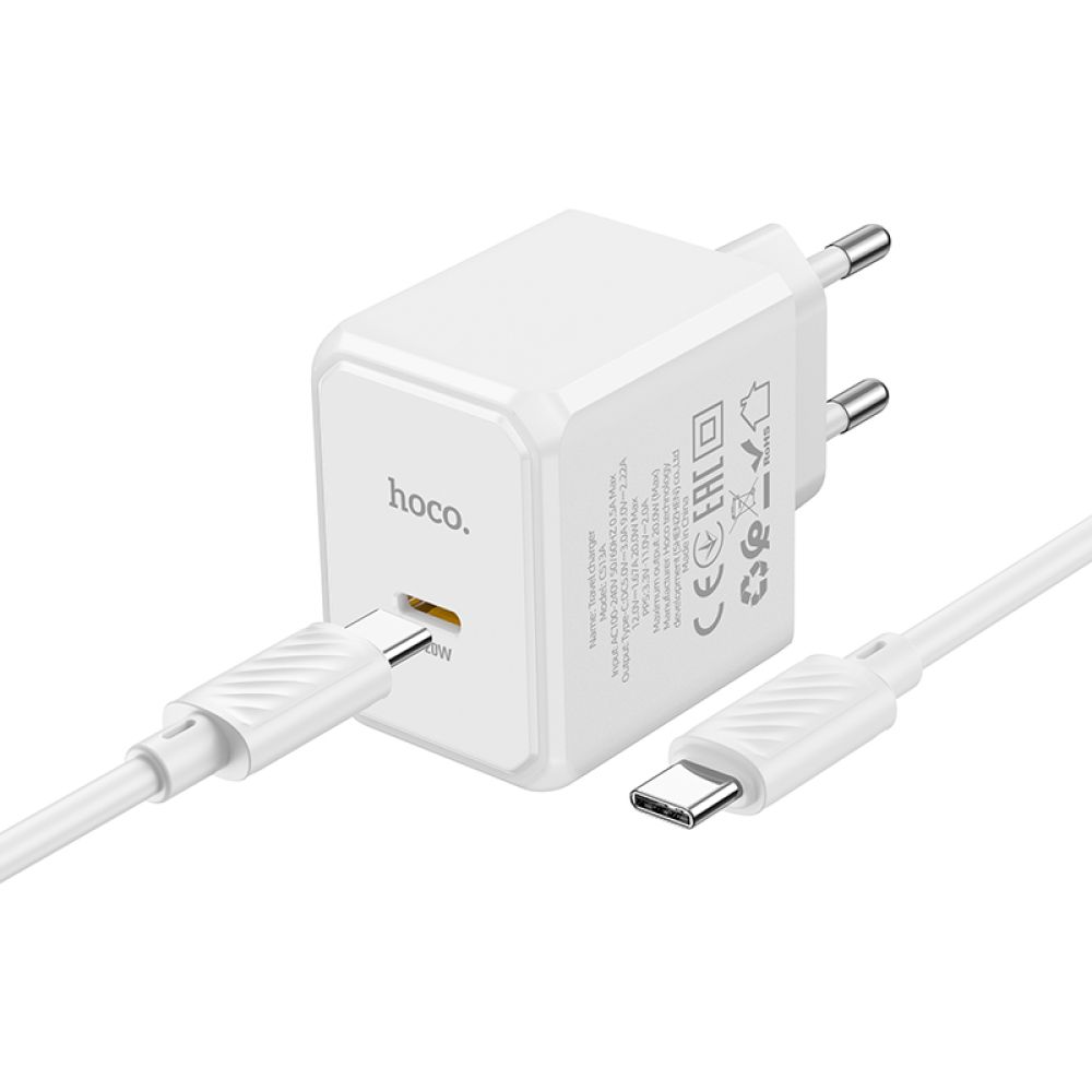 Купить СЕТЕВОЕ ЗАРЯДНОЕ УСТРОЙСТВО HOCO CS13A 1USB-C PD/QC 20W+TYPE-C TO TYPE-C_6