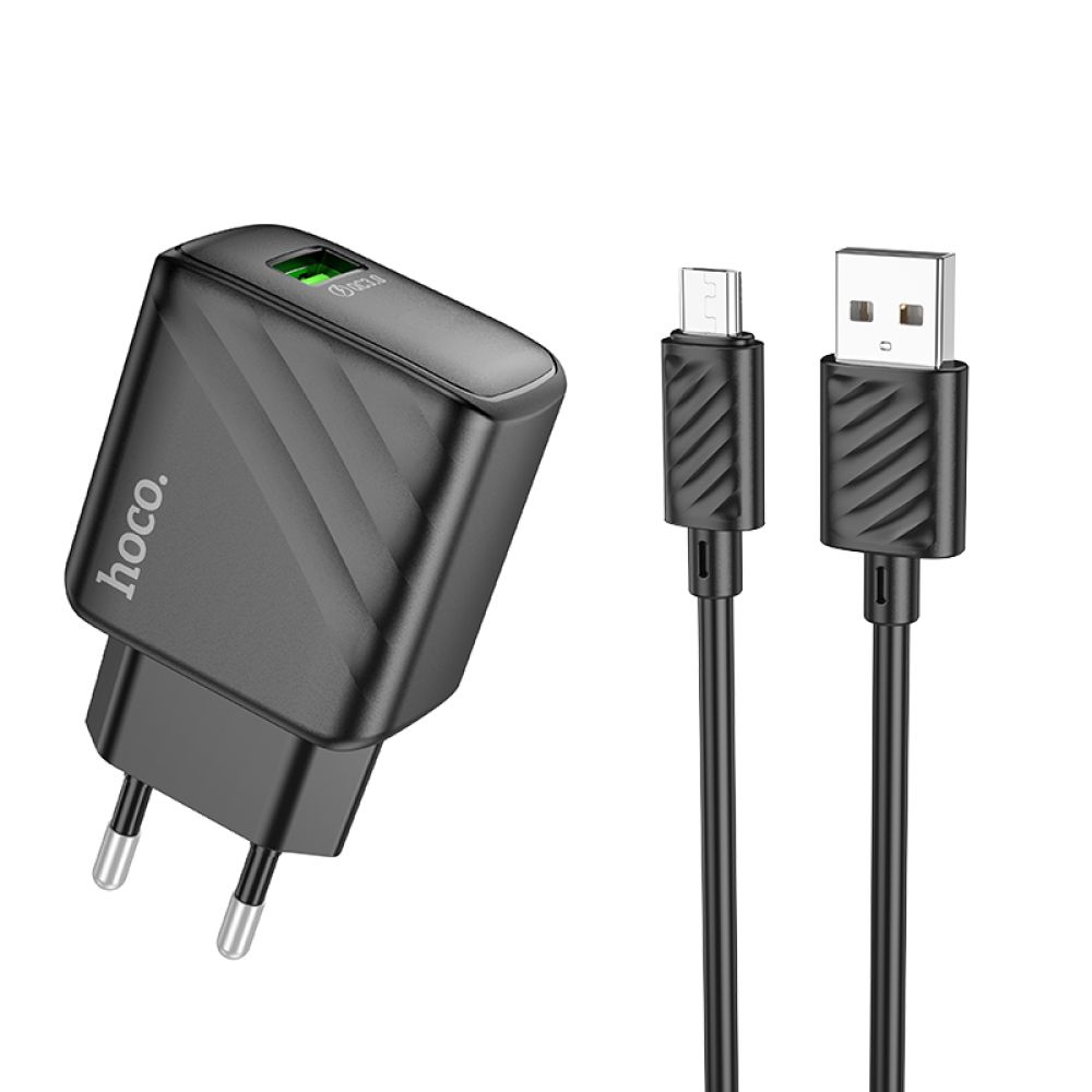 Купить СЕТЕВОЕ ЗАРЯДНОЕ УСТРОЙСТВО HOCO CS21A 1USB QC 18W+USB TO MICRO_1